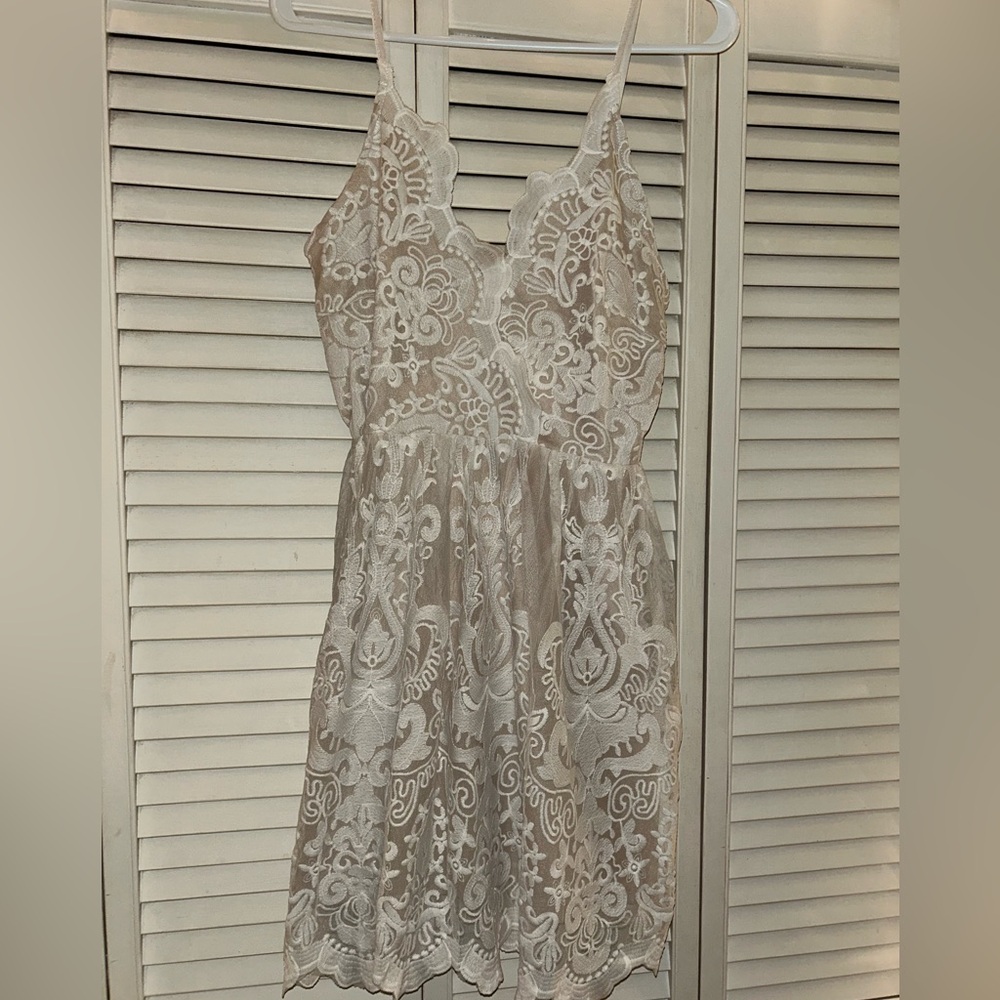 White and tan dress